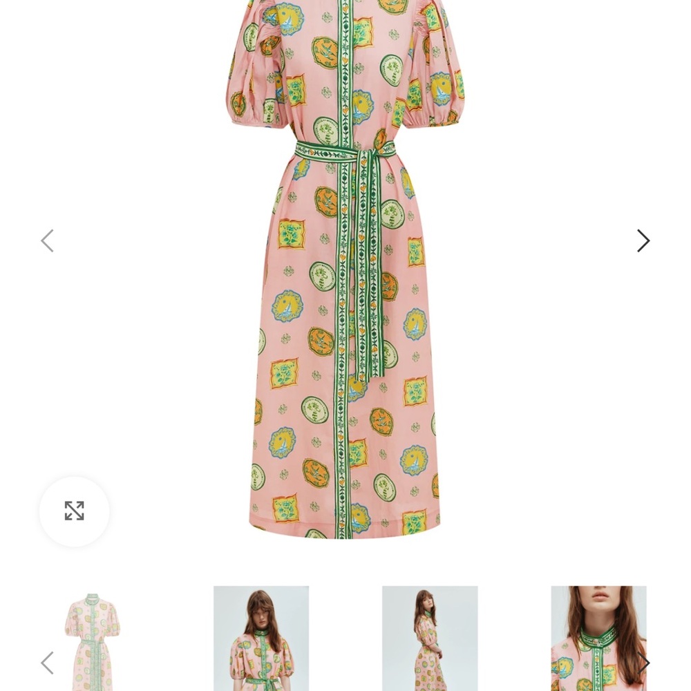 Alemais Pink and Green Patterned Long Sleeve Dress